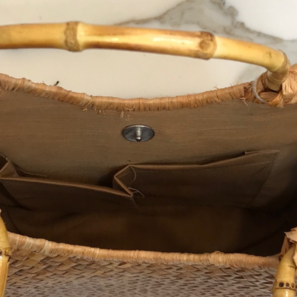 Cappelli Straw handbag nwt, summer beach bag, seashells, bamboo handles - Picture 8 of 13